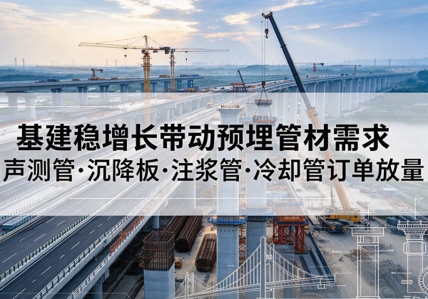铁西基建稳增长带动预埋监测管材需求，声测管、沉降板、注浆管订单持续放量